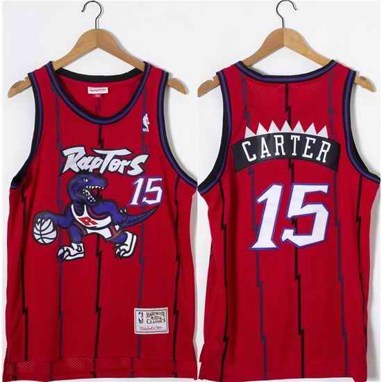 Men Toronto Raptors 15 Vince Carter Red Throwback Stitched Jersey